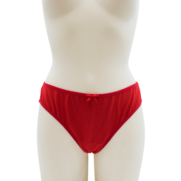 Culotte rouge en dentelle avec nœud en satin 